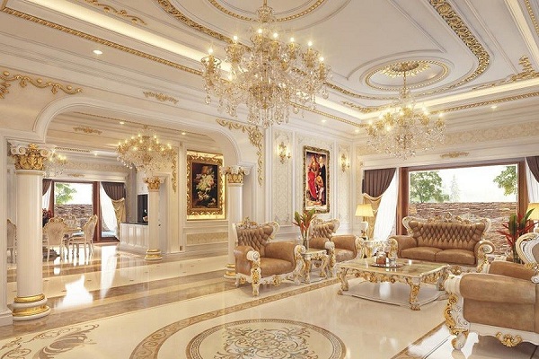 Vách ngăn Luxury Decor mạ vàng phản quang