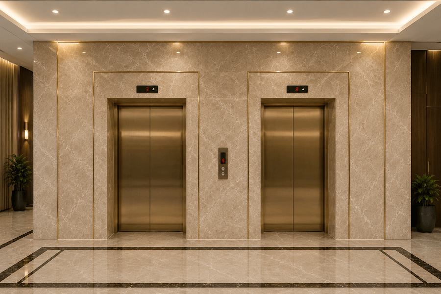 Thi công inox thang máy - bao cửa tầng và sảnh chờ